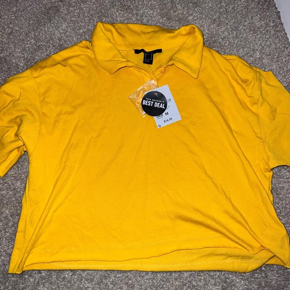 NWT mustard crop polo top. 90s inspired!